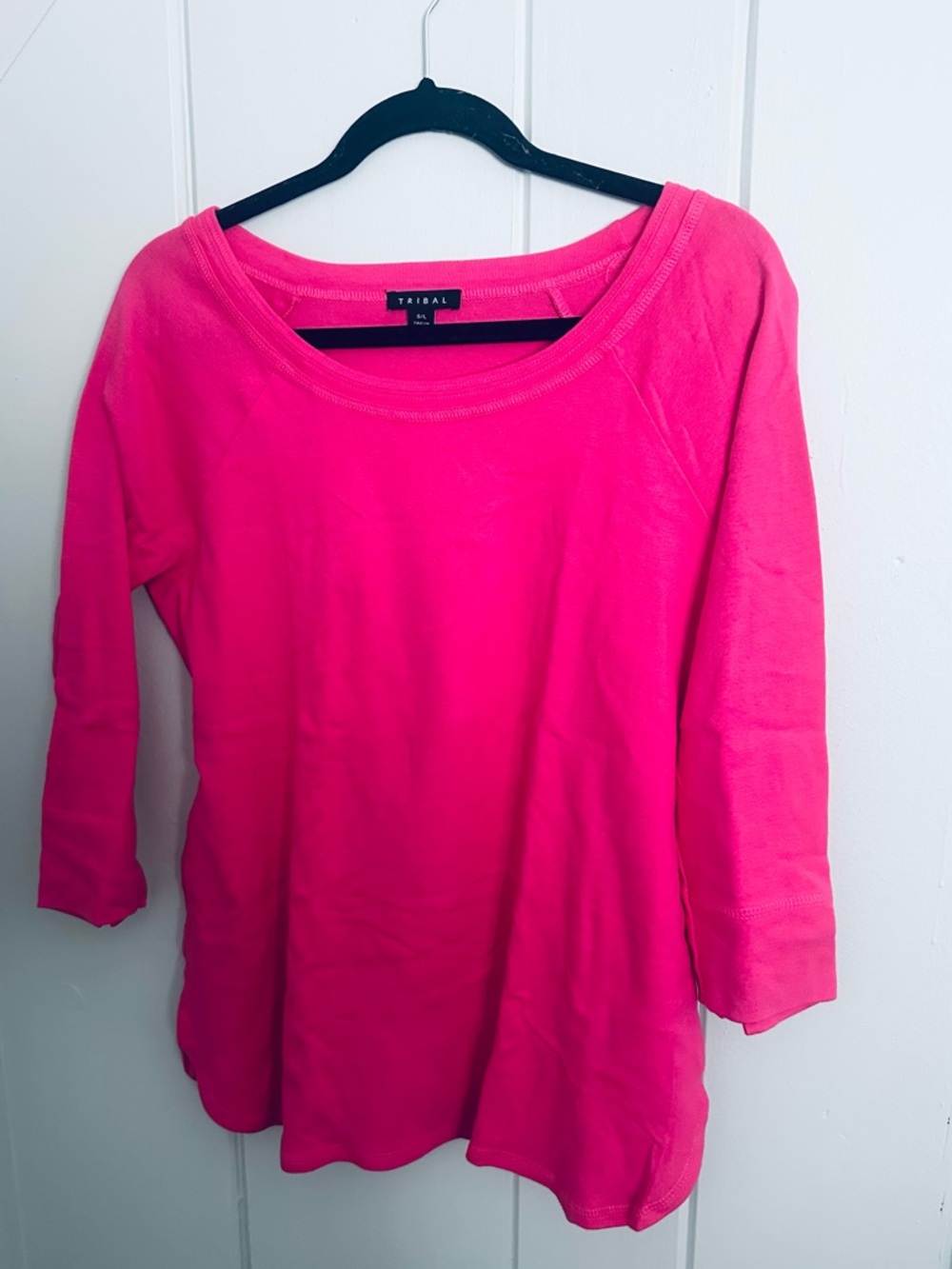 NWT Tribal Bright Pink Scoop Neck 3/4 Sleeve Top